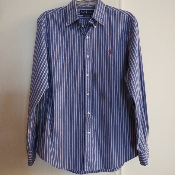 Ralph Lauren RN 41381 Mens Blue Button Down Dress Shirt Size L - Picture 2 of 7